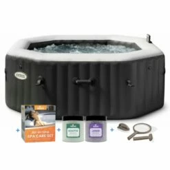 Intex PREMIUM PureSpa Jet & Bubble Deluxe Carbone + Aquatural Care Set + WiFi