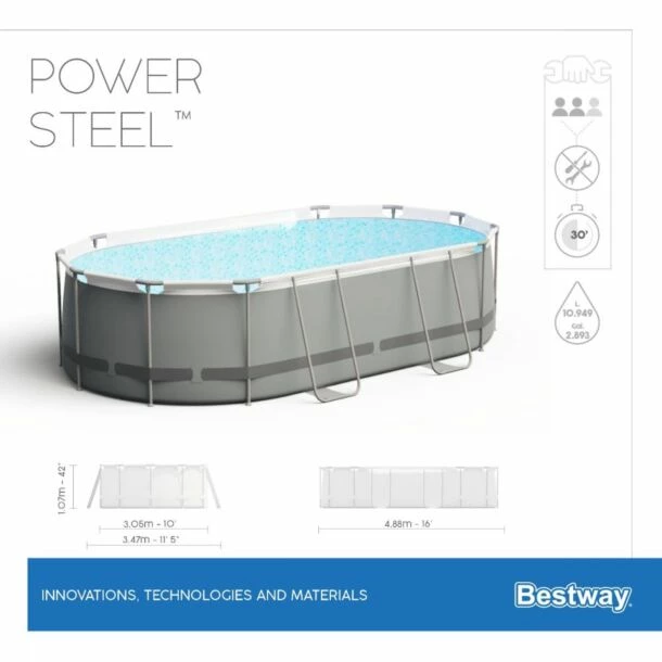 Bestway Power Steel Zwembad Ovaal 488 X 305 X 107 Cm 5 Bestway Power Steel Zwembad Ovaal 488 X 305 X 107 Cm - Afbeelding 3